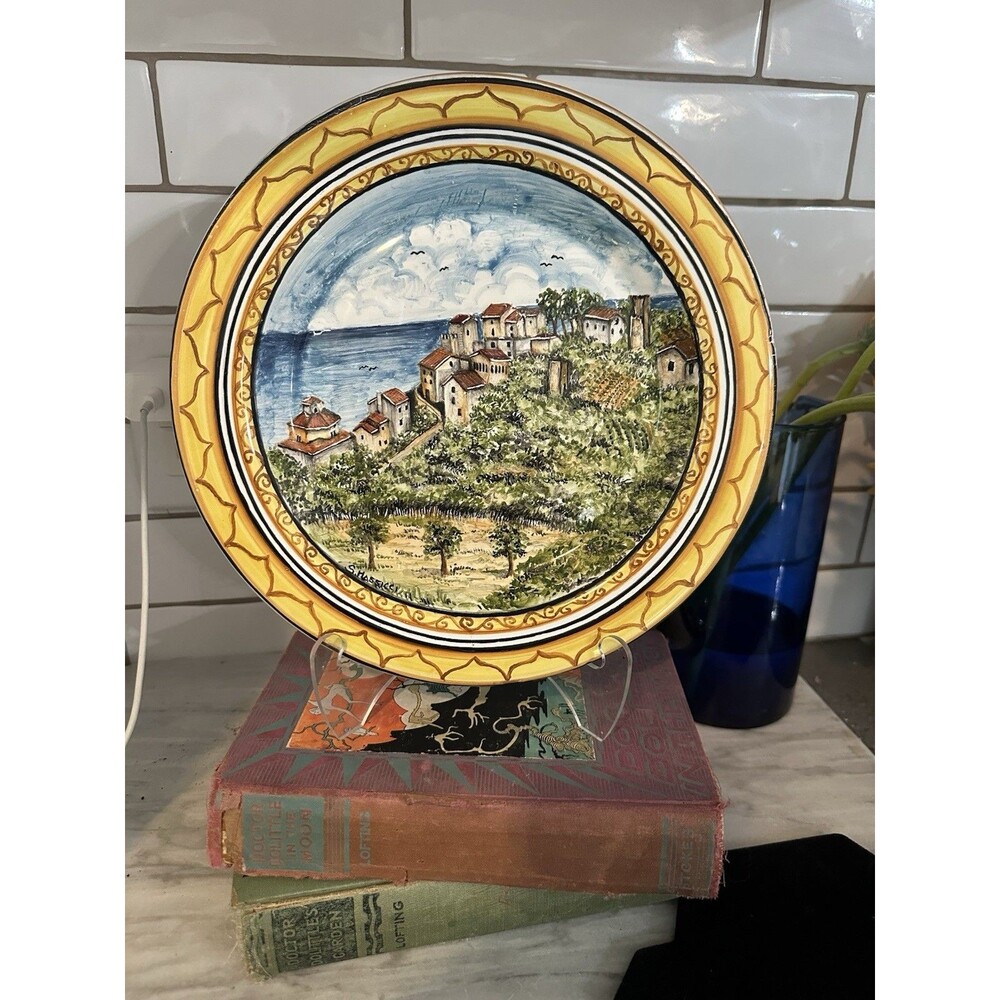 Vietri Pottery 10” Wall Plate Sorrento Scenery Landscape Hand painted Italy